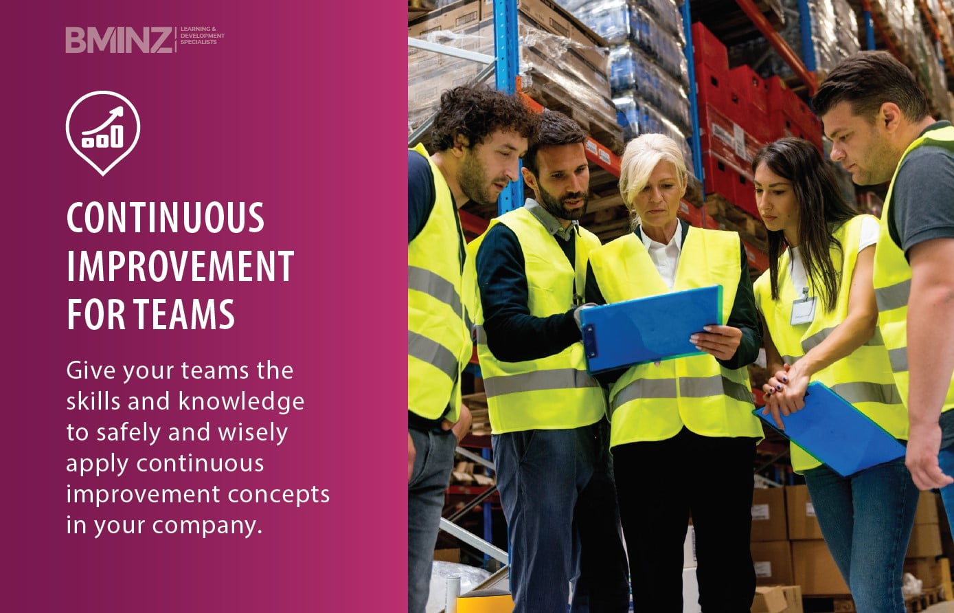 CONTINUOUS IMPROVEMENT FOR TEAMS: Give your teams the skills and knowledge to safely and wisely apply continuous improvement concepts in your company.
